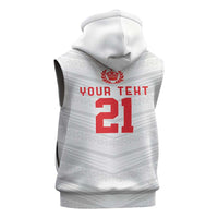 Custom Pacific Rugby Spirit Sleeveless Hoodie Tonga Ngatu Pride White Edition LT9 - Polynesian Pride
