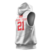 Custom Pacific Rugby Spirit Sleeveless Hoodie Tonga Ngatu Pride White Edition LT9 - Polynesian Pride