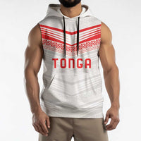 Custom Pacific Rugby Spirit Sleeveless Hoodie Tonga Ngatu Pride White Edition LT9 - Polynesian Pride