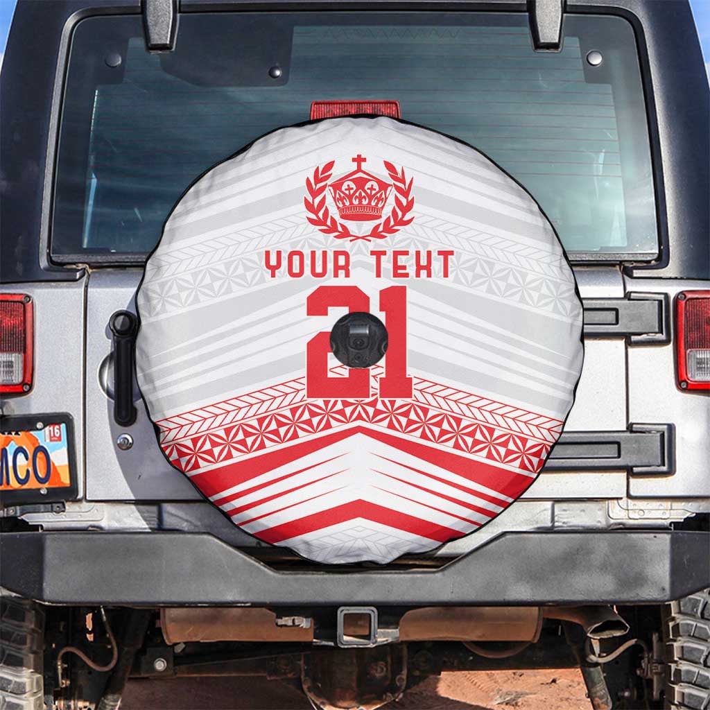 Custom Pacific Rugby Spirit Spare Tire Cover Tonga Ngatu Pride White Edition LT9 White - Polynesian Pride