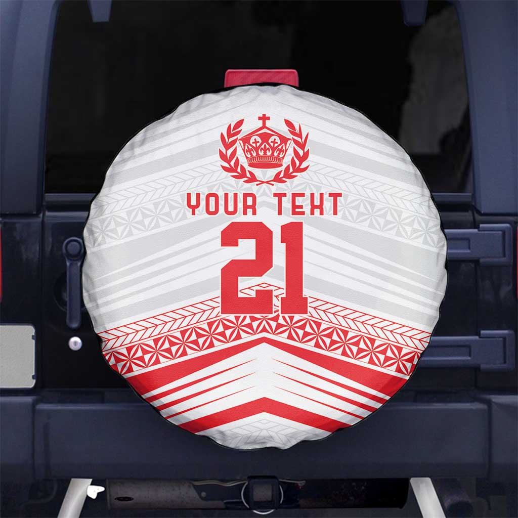 Custom Pacific Rugby Spirit Spare Tire Cover Tonga Ngatu Pride White Edition LT9 No hole White - Polynesian Pride
