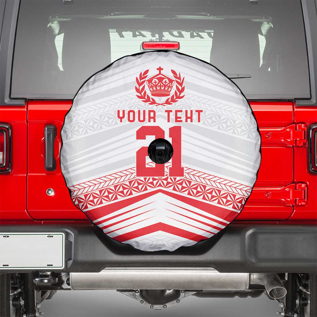 Custom Pacific Rugby Spirit Spare Tire Cover Tonga Ngatu Pride White Edition LT9 - Polynesian Pride