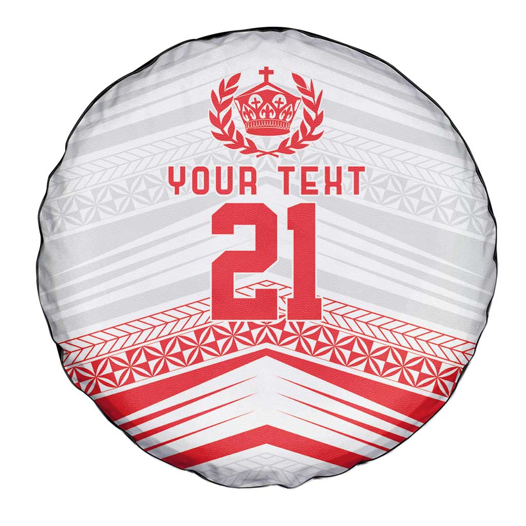 Custom Pacific Rugby Spirit Spare Tire Cover Tonga Ngatu Pride White Edition LT9 - Polynesian Pride