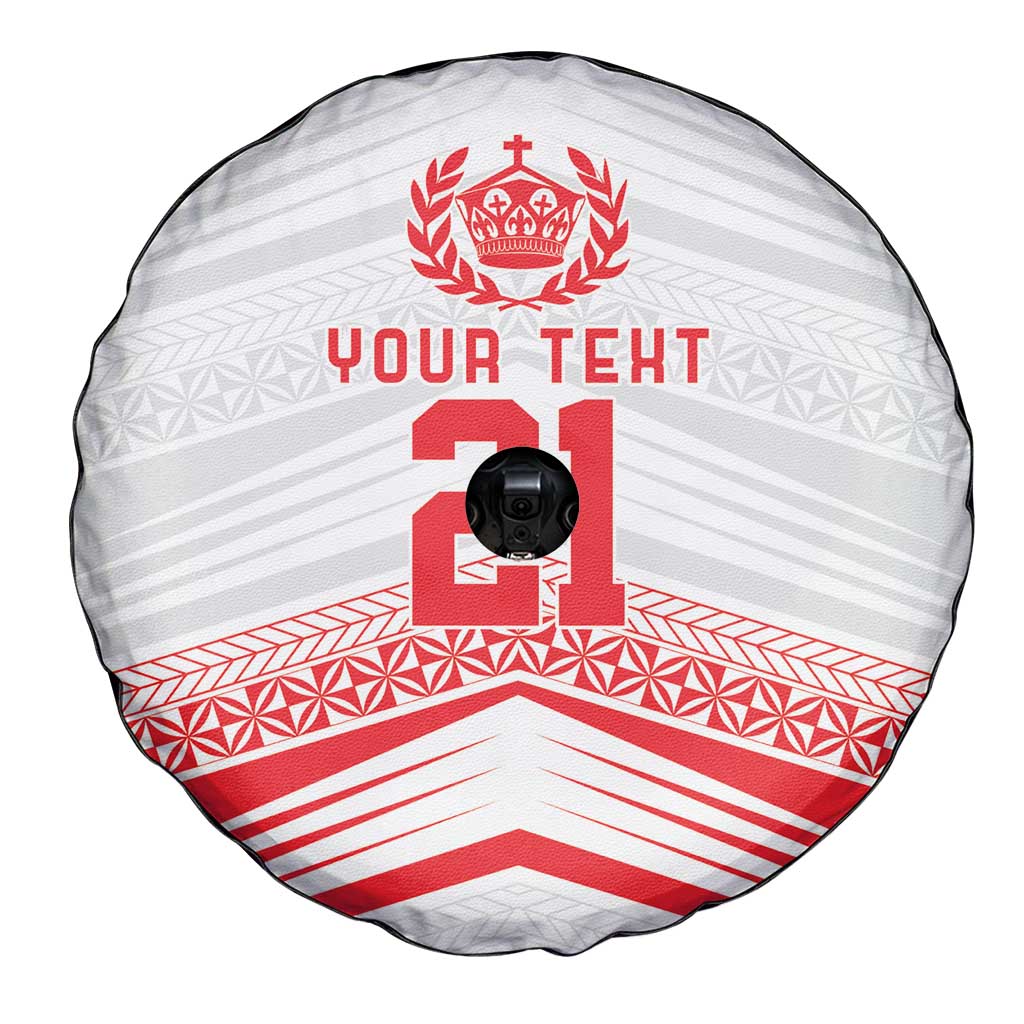 Custom Pacific Rugby Spirit Spare Tire Cover Tonga Ngatu Pride White Edition LT9 - Polynesian Pride