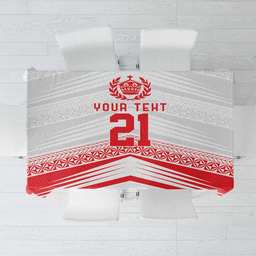 Custom Pacific Rugby Spirit Tablecloth Tonga Ngatu Pride White Edition - Polynesian Pride