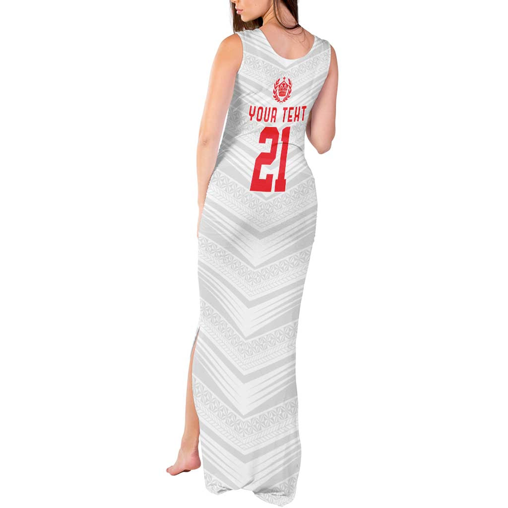 Custom Pacific Rugby Spirit Tank Maxi Dress Tonga Ngatu Pride White Edition LT9 - Polynesian Pride