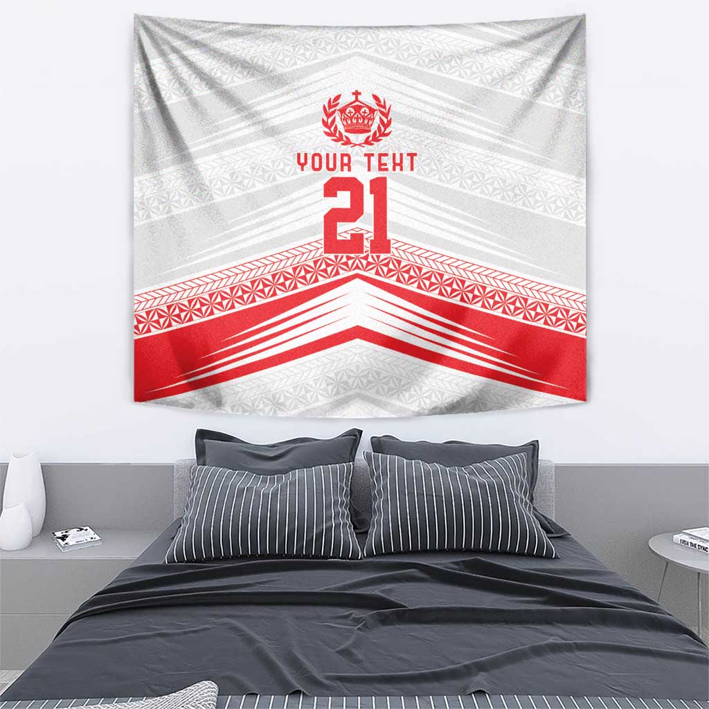 Custom Pacific Rugby Spirit Tapestry Tonga Ngatu Pride White Edition LT9 - Polynesian Pride
