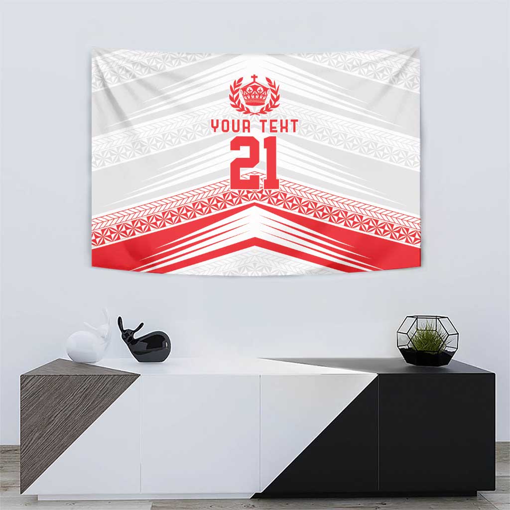 Custom Pacific Rugby Spirit Tapestry Tonga Ngatu Pride White Edition LT9 - Polynesian Pride