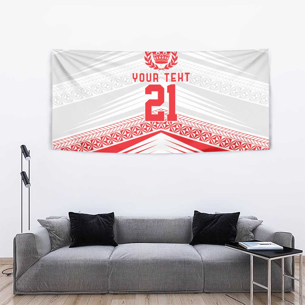 Custom Pacific Rugby Spirit Tapestry Tonga Ngatu Pride White Edition LT9 - Polynesian Pride