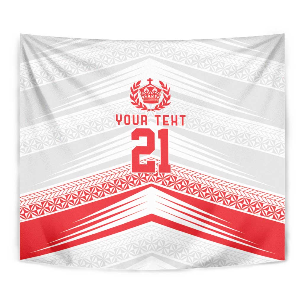 Custom Pacific Rugby Spirit Tapestry Tonga Ngatu Pride White Edition LT9 - Polynesian Pride
