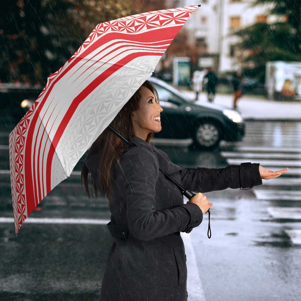 Custom Pacific Rugby Spirit Umbrella Tonga Ngatu Pride White Edition - Polynesian Pride