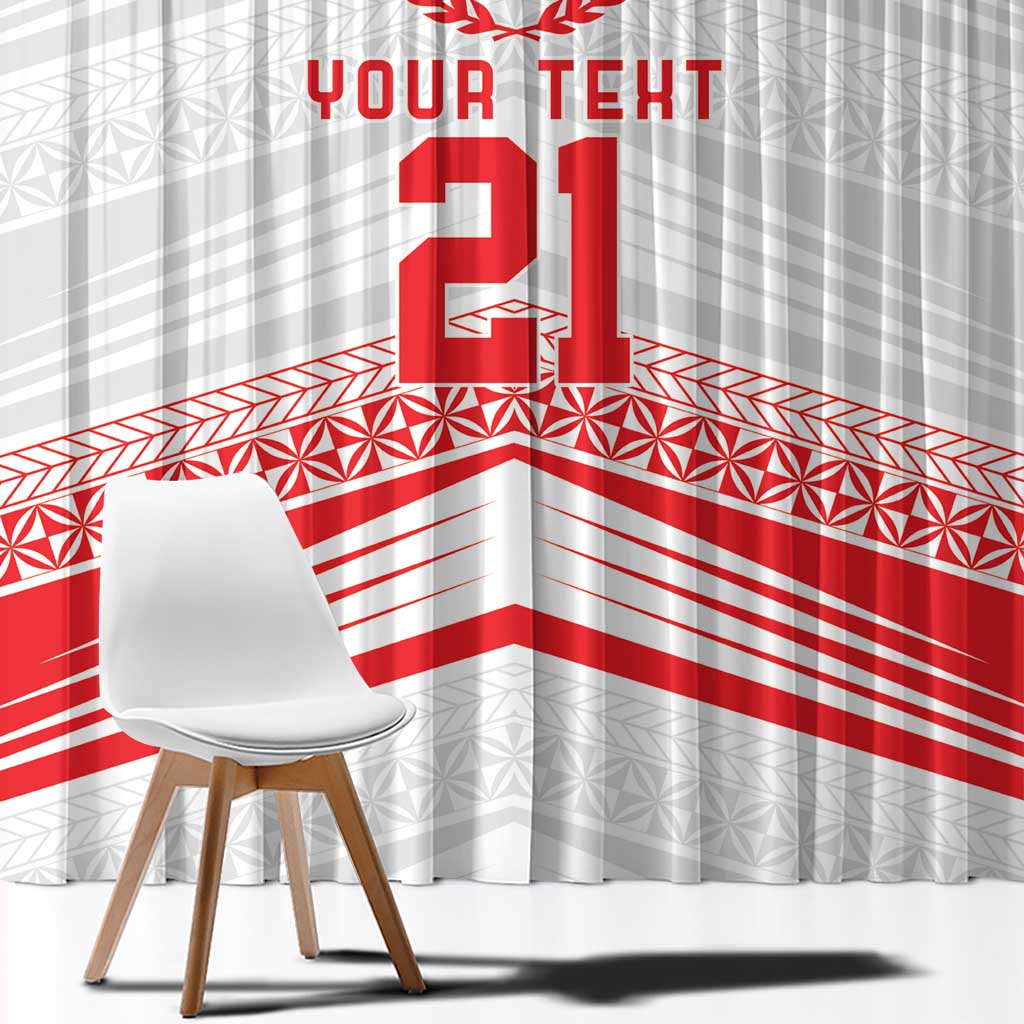 Custom Pacific Rugby Spirit Window Curtain Tonga Ngatu Pride White Edition LT9 - Polynesian Pride