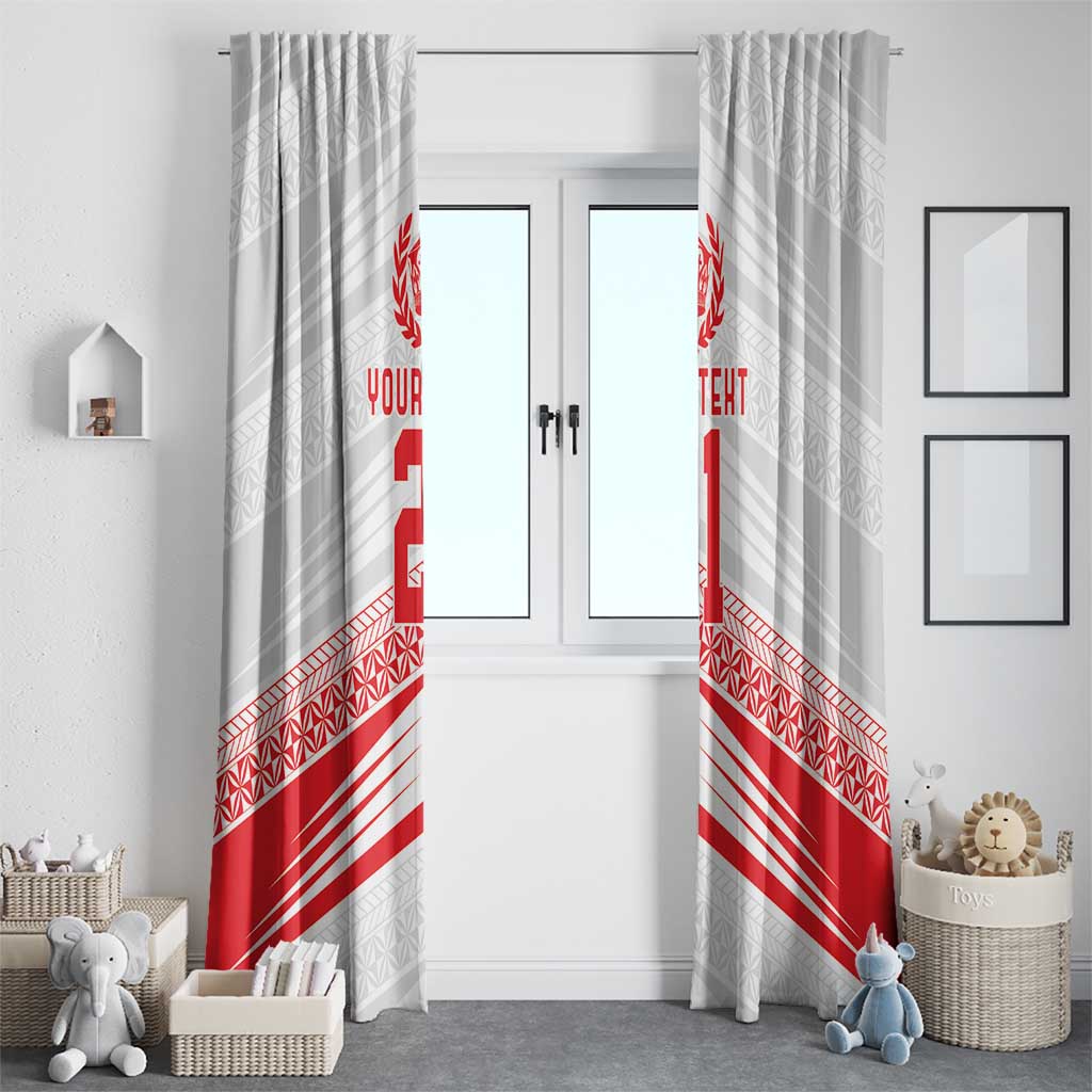 Custom Pacific Rugby Spirit Window Curtain Tonga Ngatu Pride White Edition LT9 - Polynesian Pride