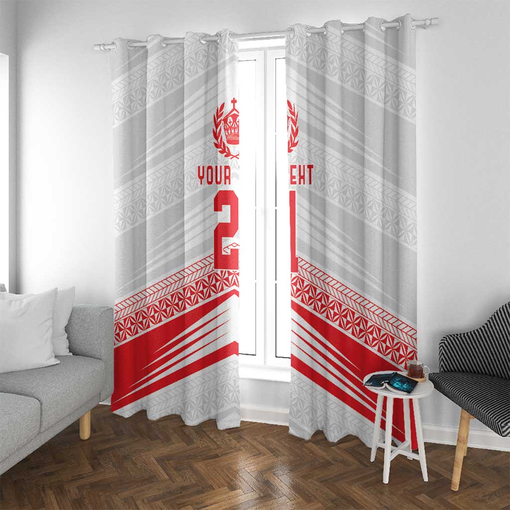 Custom Pacific Rugby Spirit Window Curtain Tonga Ngatu Pride White Edition LT9 With Grommets White - Polynesian Pride