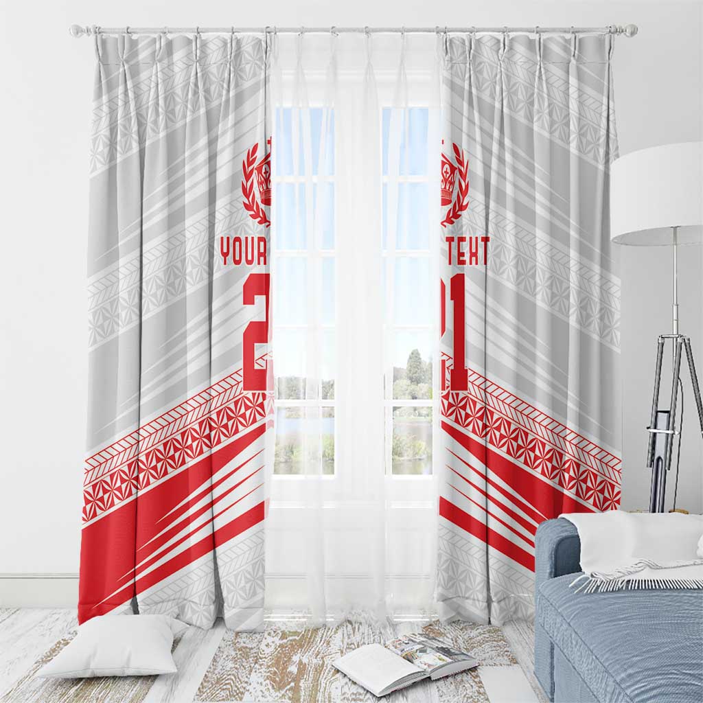 Custom Pacific Rugby Spirit Window Curtain Tonga Ngatu Pride White Edition LT9 - Polynesian Pride