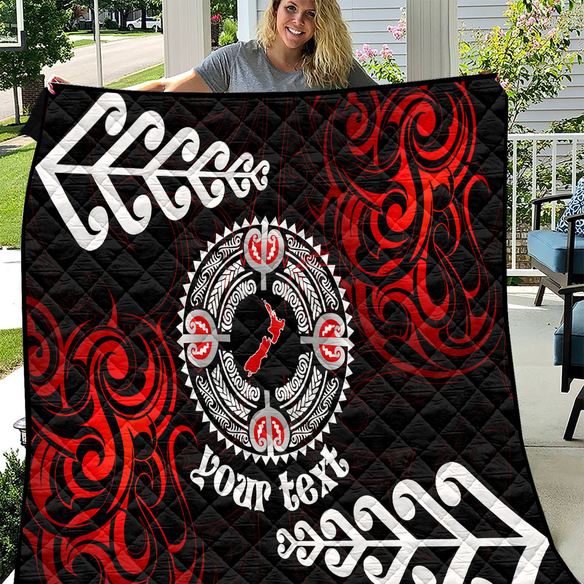 New Zealand Waitangi Day Personalised Quilt Aotearoa Te Ra O Waitangi With Maori Tattoo LT9 Red - Polynesian Pride