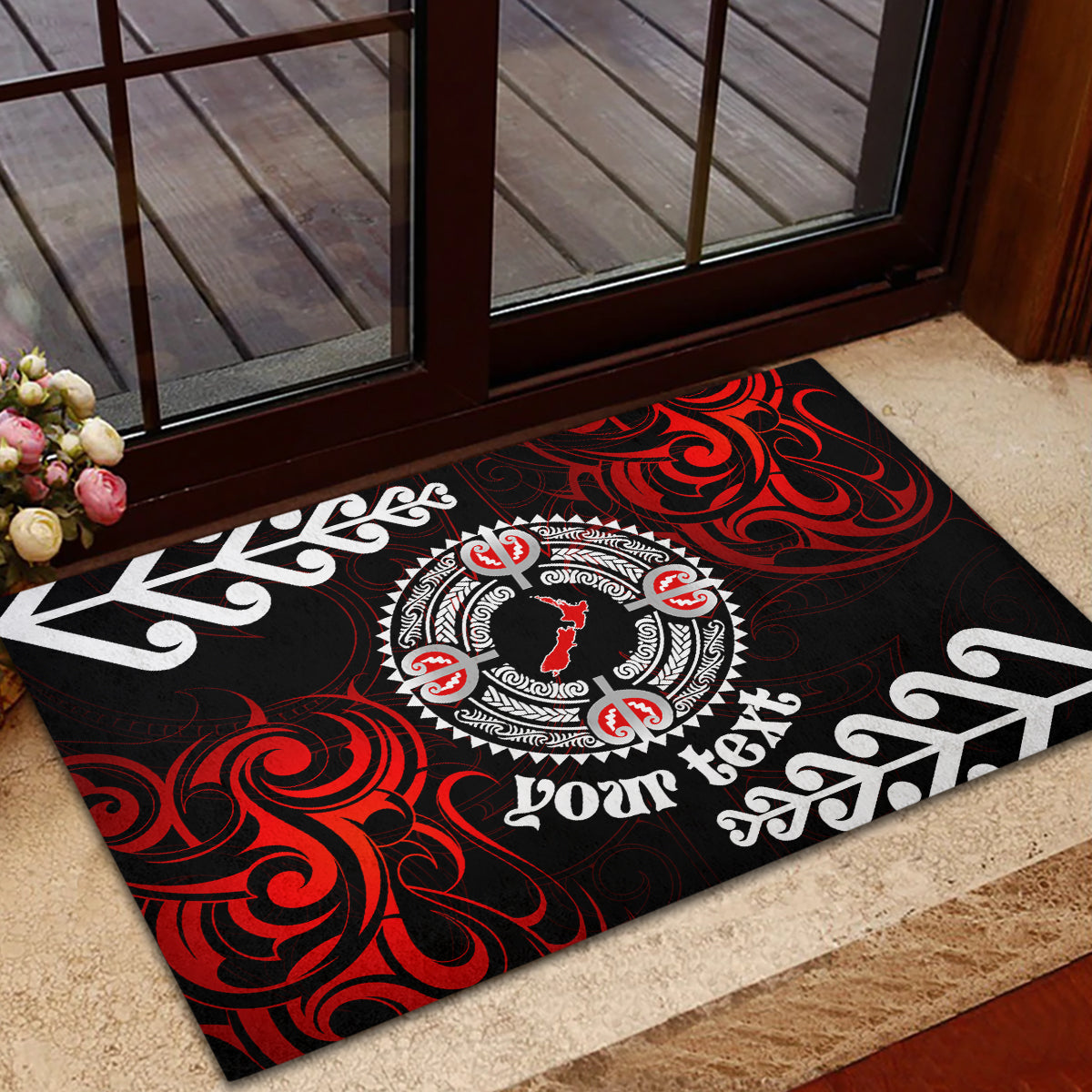 New Zealand Waitangi Day Personalised Rubber Doormat Aotearoa Te Ra O Waitangi With Maori Tattoo LT9 - Polynesian Pride