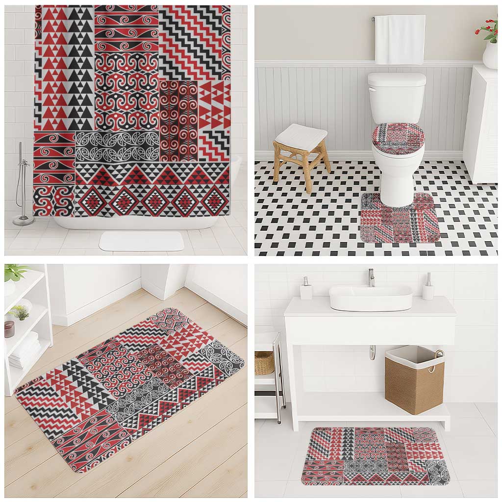 Aotearoa Kowhaiwhai Taniko Patchwork Motifs Bathroom Set - Polynesian Pride
