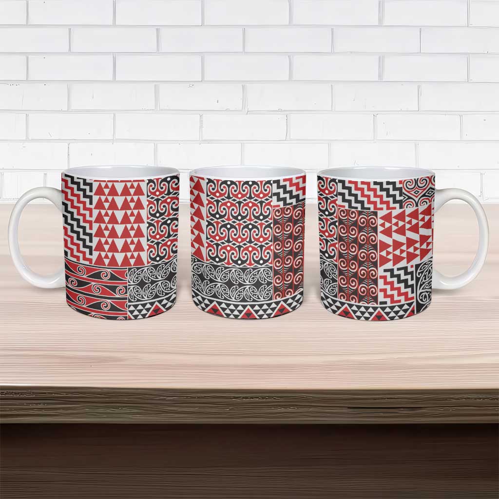 Aotearoa Kowhaiwhai Taniko Patchwork Motifs Ceramic Mug - Polynesian Pride