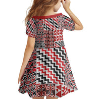 Aotearoa Kowhaiwhai Taniko Patchwork Motifs Family Matching Off Shoulder Short Dress and Hawaiian Shirt LT9 - Polynesian Pride