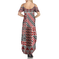 Aotearoa Kowhaiwhai Taniko Patchwork Motifs Family Matching Summer Maxi Dress and Hawaiian Shirt LT9 - Polynesian Pride