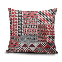 Aotearoa Kowhaiwhai Taniko Patchwork Motifs Pillow Cover LT9 Red - Polynesian Pride