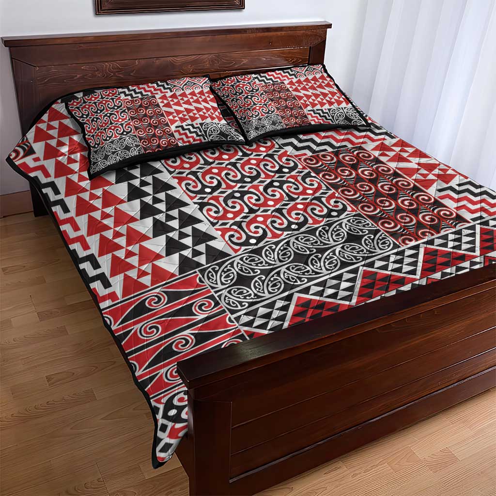 Aotearoa Kowhaiwhai Taniko Patchwork Motifs Quilt Bed Set