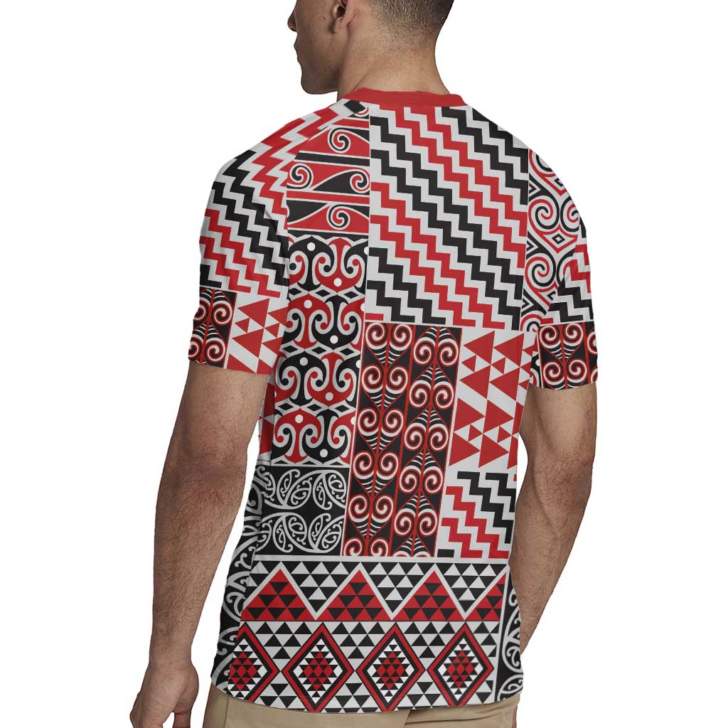 Aotearoa Kowhaiwhai Taniko Patchwork Motifs Rugby Jersey LT9 - Polynesian Pride