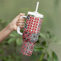 Aotearoa Kowhaiwhai Taniko Patchwork Motifs Tumbler With Handle LT9 - Polynesian Pride