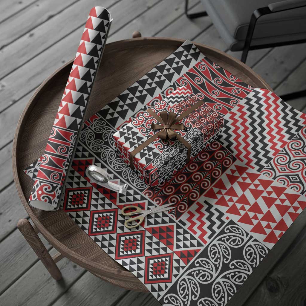 Aotearoa Kowhaiwhai Taniko Patchwork Motifs Wrapping Paper - Polynesian Pride