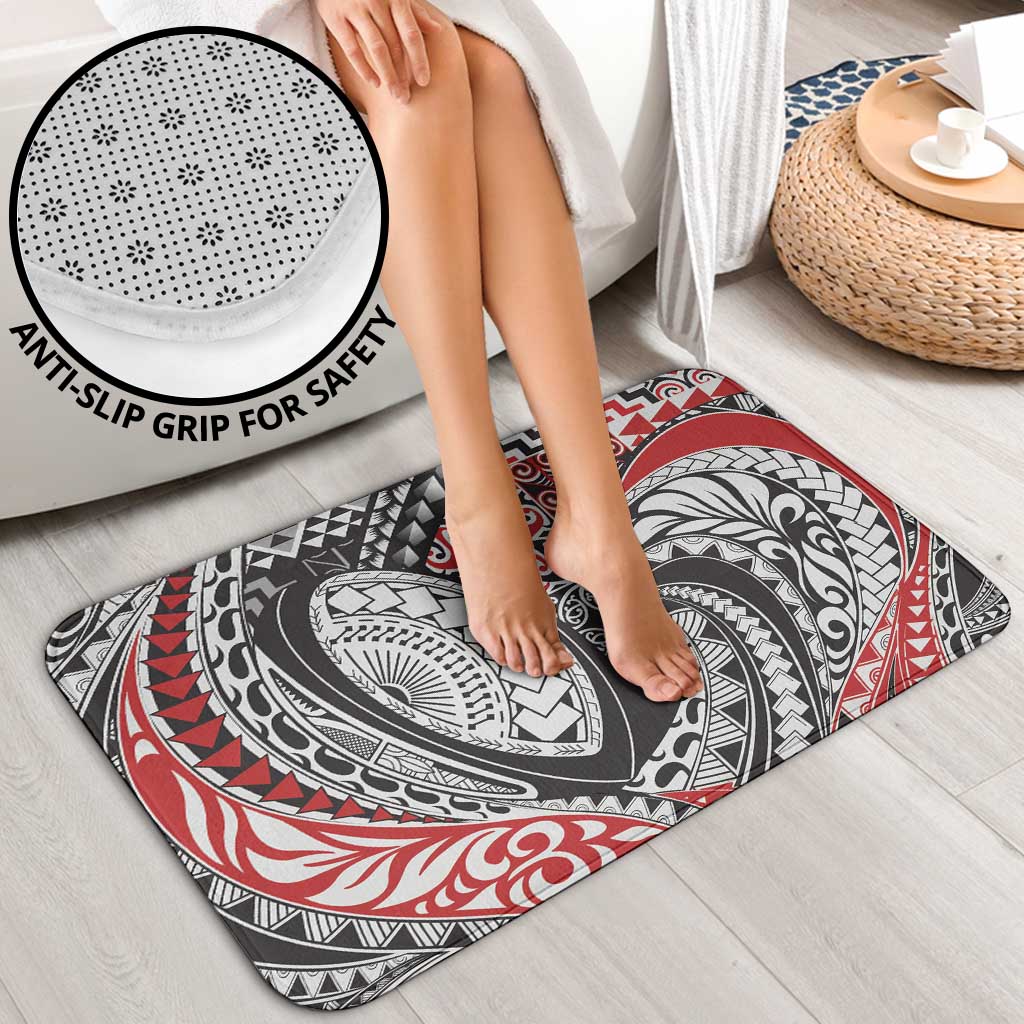 Aotearoa Maori Rugby Tribal Tattoo Bathroom Set Kowhaiwhai Taniko Patchwork Motifs - Polynesian Pride