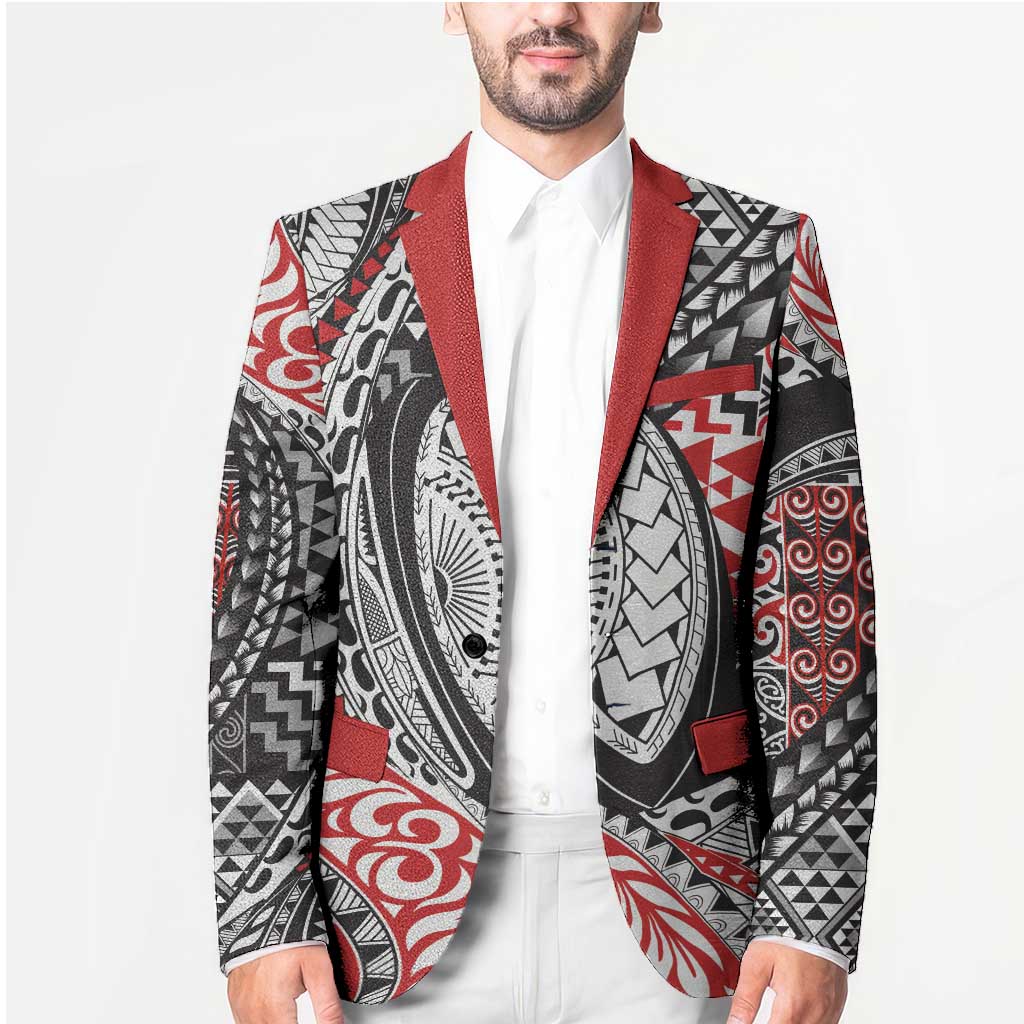 Aotearoa Maori Rugby Tribal Tattoo Blazer Kowhaiwhai Taniko Patchwork Motifs - Polynesian Pride