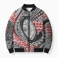 Aotearoa Maori Rugby Tribal Tattoo Bomber Puffer Jacket Kowhaiwhai Taniko Patchwork Motifs - Polynesian Pride