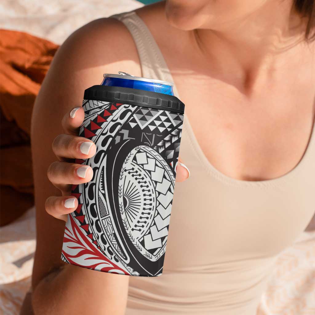 Aotearoa Maori Rugby Tribal Tattoo 4 in 1 Can Cooler Tumbler Kowhaiwhai Taniko Patchwork Motifs LT9 - Polynesian Pride