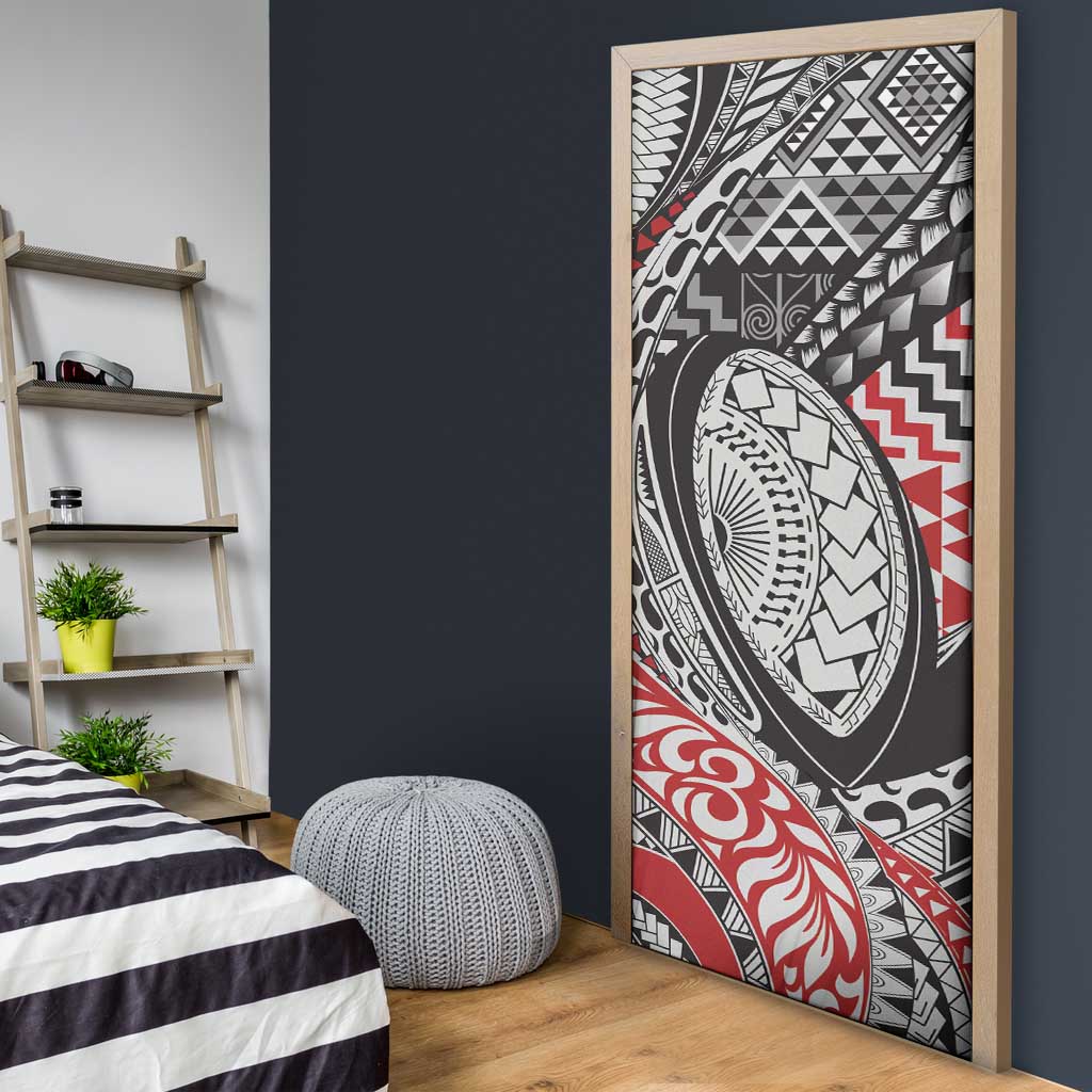 Aotearoa Maori Rugby Tribal Tattoo Door Cover Kowhaiwhai Taniko Patchwork Motifs - Polynesian Pride