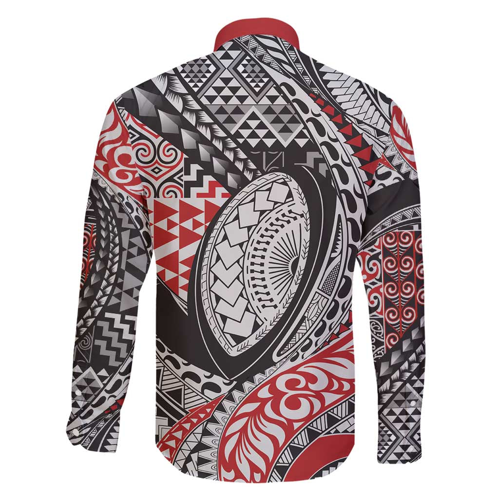 Aotearoa Maori Rugby Tribal Tattoo Family Matching Puletasi and Hawaiian Shirt Kowhaiwhai Taniko Patchwork Motifs LT9 - Polynesian Pride