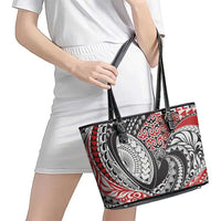 Aotearoa Maori Rugby Tribal Tattoo Leather Tote Bag Kowhaiwhai Taniko Patchwork Motifs LT9 - Polynesian Pride