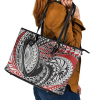 Aotearoa Maori Rugby Tribal Tattoo Leather Tote Bag Kowhaiwhai Taniko Patchwork Motifs LT9 - Polynesian Pride