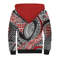 Aotearoa Maori Rugby Tribal Tattoo Sherpa Hoodie Kowhaiwhai Taniko Patchwork Motifs LT9 - Polynesian Pride