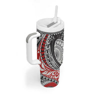 Aotearoa Maori Rugby Tribal Tattoo Tumbler With Handle Kowhaiwhai Taniko Patchwork Motifs LT9 - Polynesian Pride