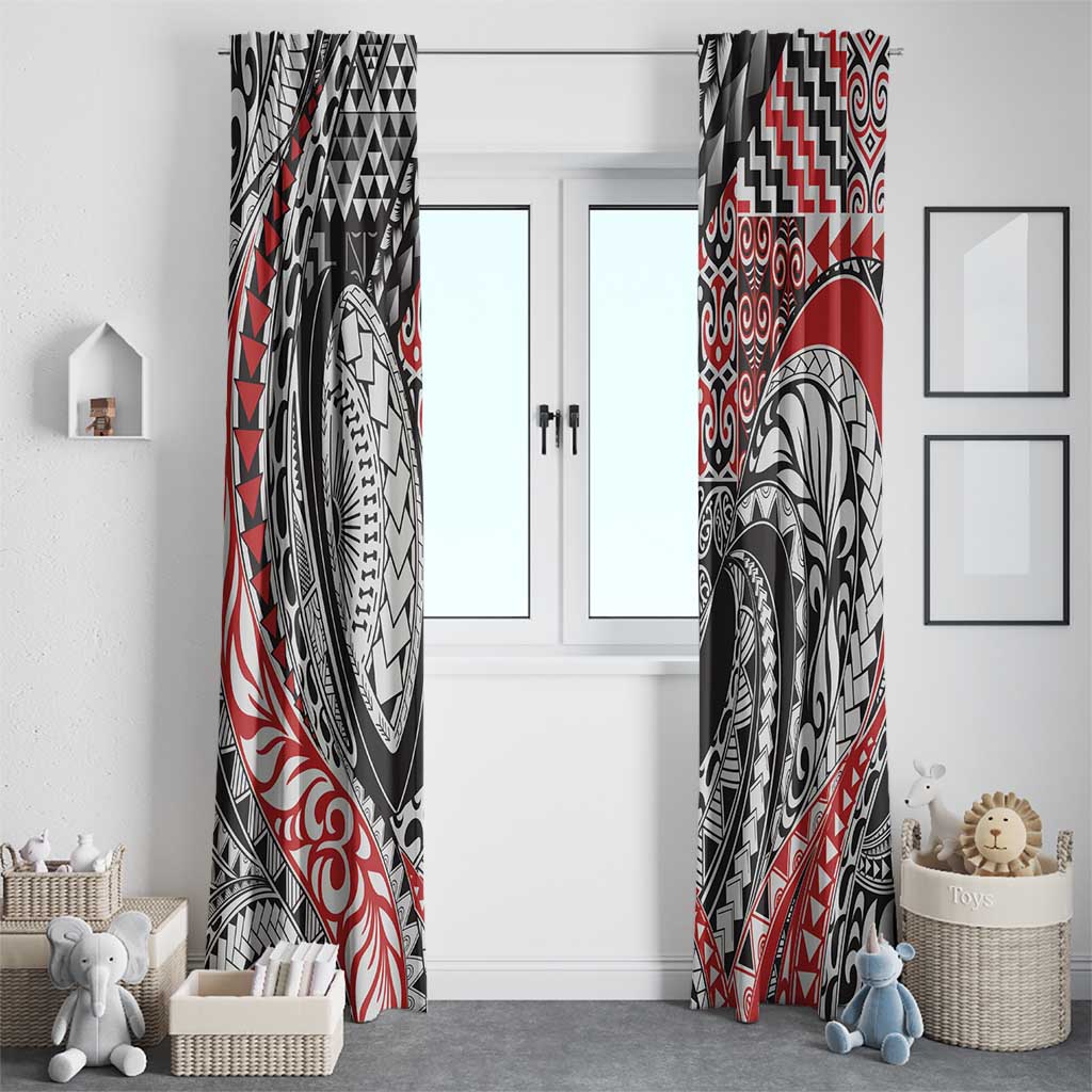 Aotearoa Maori Rugby Tribal Tattoo Window Curtain Kowhaiwhai Taniko Patchwork Motifs