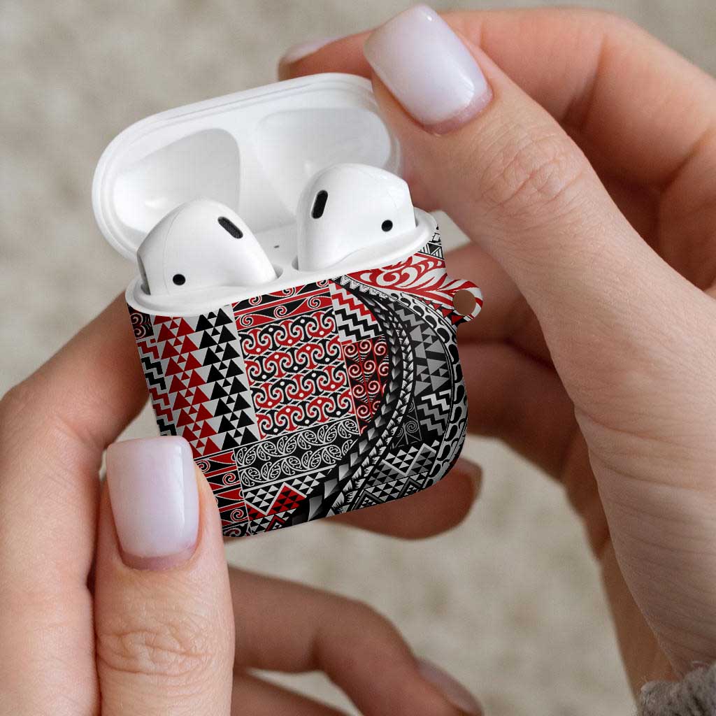 Aotearoa Maori Tribal Tattoo AirPods Case Kowhaiwhai Taniko Patchwork Motifs - Polynesian Pride