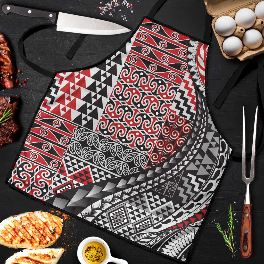 Aotearoa Maori Tribal Tattoo Apron Kowhaiwhai Taniko Patchwork Motifs - Polynesian Pride
