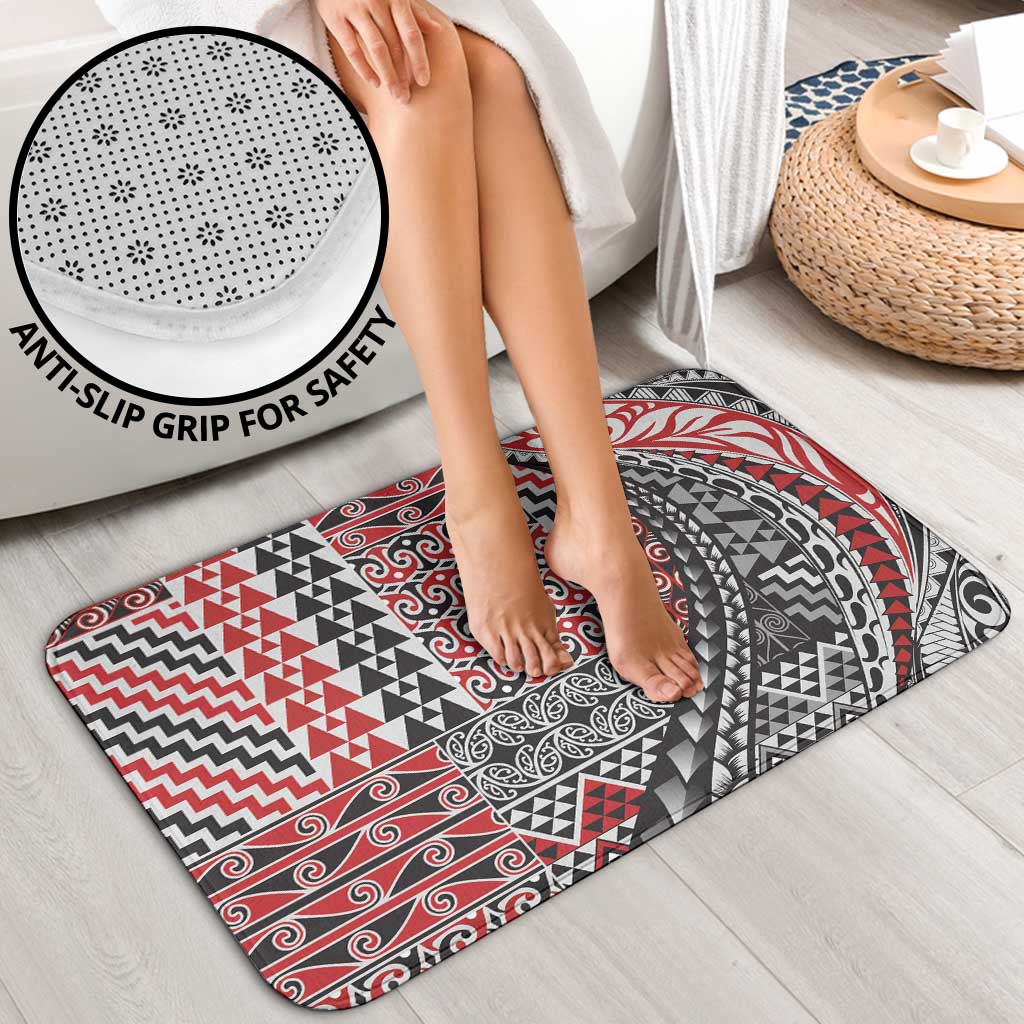 Aotearoa Maori Tribal Tattoo Bathroom Set Kowhaiwhai Taniko Patchwork Motifs - Polynesian Pride