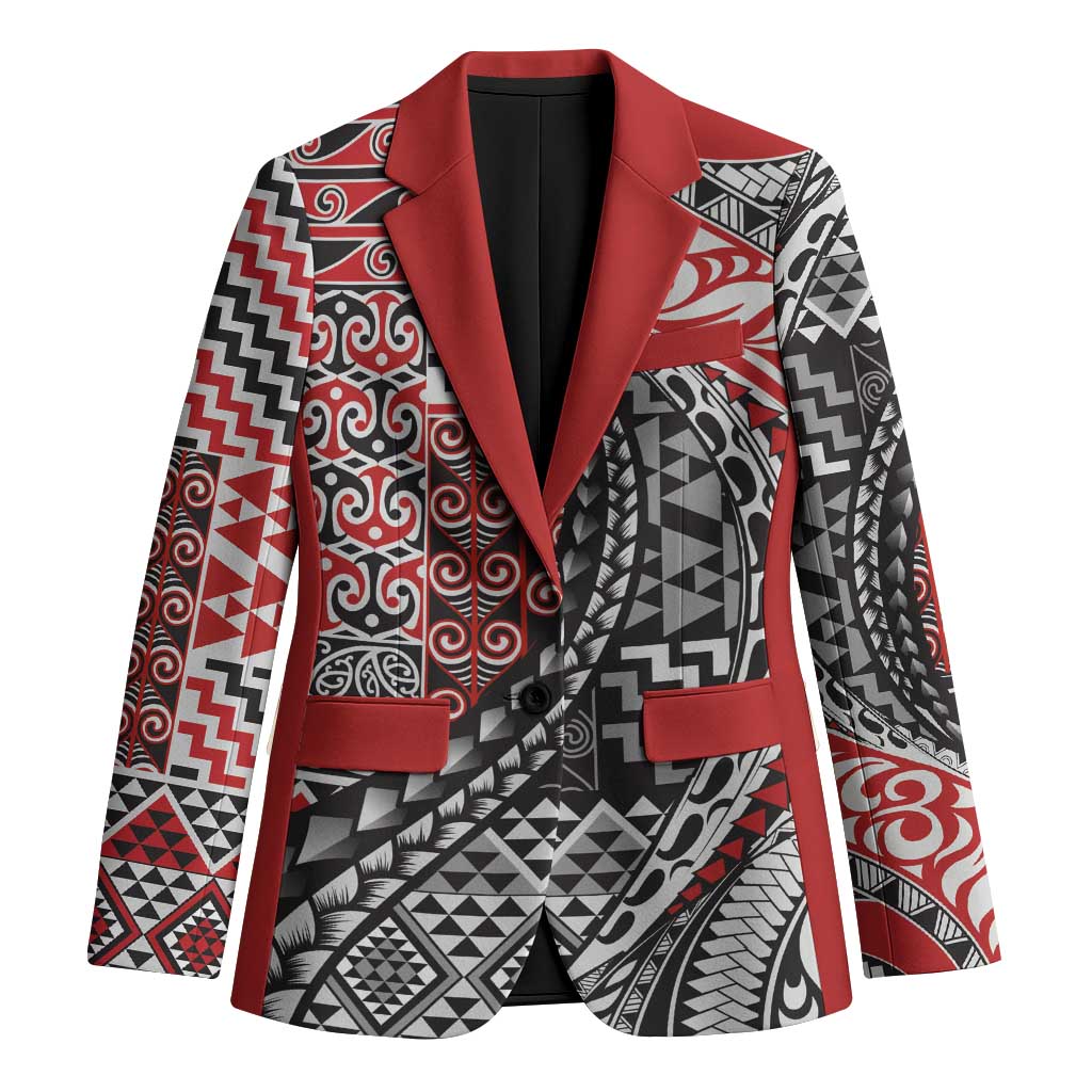 Aotearoa Maori Tribal Tattoo Blazer Kowhaiwhai Taniko Patchwork Motifs - Polynesian Pride