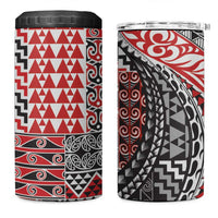 Aotearoa Maori Tribal Tattoo 4 in 1 Can Cooler Tumbler Kowhaiwhai Taniko Patchwork Motifs LT9 One Size: 16 oz Red - Polynesian Pride