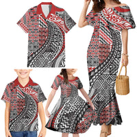 Aotearoa Maori Tribal Tattoo Family Matching Mermaid Dress and Hawaiian Shirt Kowhaiwhai Taniko Patchwork Motifs LT9 - Polynesian Pride