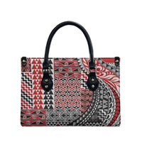 Aotearoa Maori Tribal Tattoo Leather Bag Kowhaiwhai Taniko Patchwork Motifs - Polynesian Pride