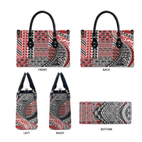 Aotearoa Maori Tribal Tattoo Leather Bag Kowhaiwhai Taniko Patchwork Motifs - Polynesian Pride