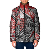 Aotearoa Maori Tribal Tattoo Padded Jacket Kowhaiwhai Taniko Patchwork Motifs - Polynesian Pride